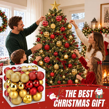54PCS Red & Gold Christmas Ball Ornaments, Shatterproof Tree Decorations