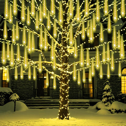 Outdoor Christmas Lights Snow Falling Rain Cascading Icicle String Lights