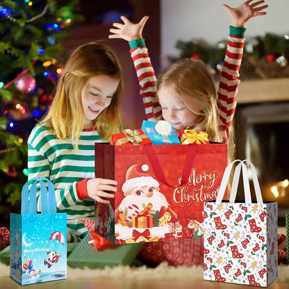 Heetobcos 12 Pack Christmas Gift Bags 13” Large Reusable Tote Bags