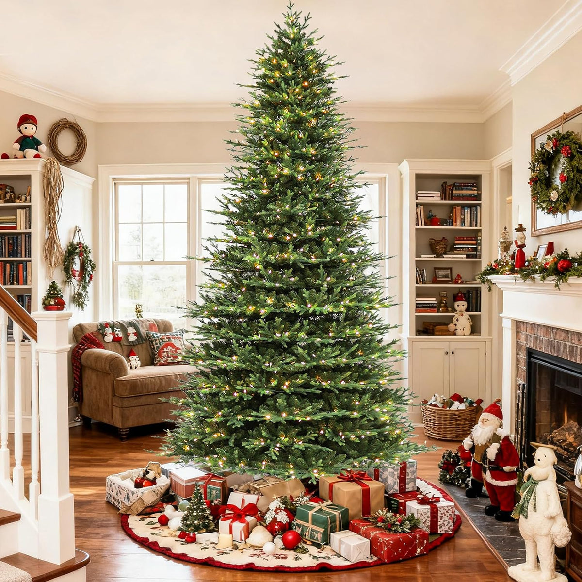 Hykolity 9 ft Prelit Christmas Tree with Realistic PE Foliage