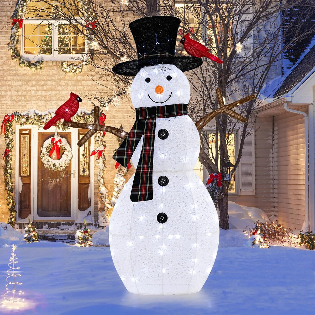 Tangkula 6 FT Lighted Christmas Snowman, Pop-Up 3D Xmas Pre-lit Snowman