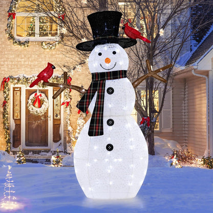 Tangkula 6 FT Lighted Christmas Snowman, Pop-Up 3D Xmas Pre-lit Snowman