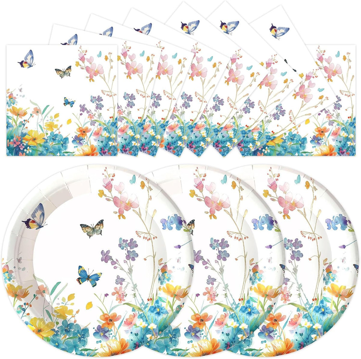 Merry Christmas Plates and Napkins Set, 7inch Xmas Tree Party Decorations