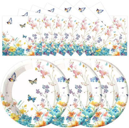 Merry Christmas Plates and Napkins Set, 7inch Xmas Tree Party Decorations