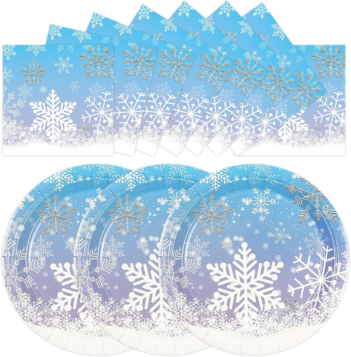 Merry Christmas Plates and Napkins Set, 7inch Xmas Tree Party Decorations