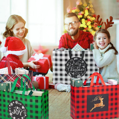 Heetobcos 12 Pack Christmas Gift Bags 13” Large Reusable Tote Bags