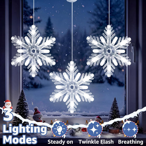 Snowflake Christmas Window Lights Christmas Decor, Cool White 3 Pack