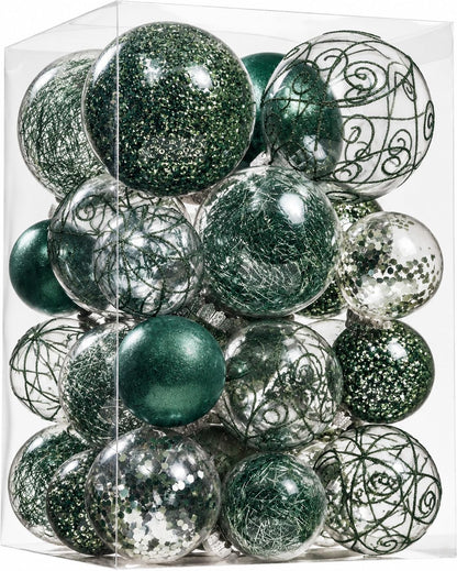 Wironlst Christmas Ball Ornaments Shatterproof Clear Large Plastic Hanging Ball Decorative Baubles Set with Stuffed Delicate Decorations (Multi-Size, Red)