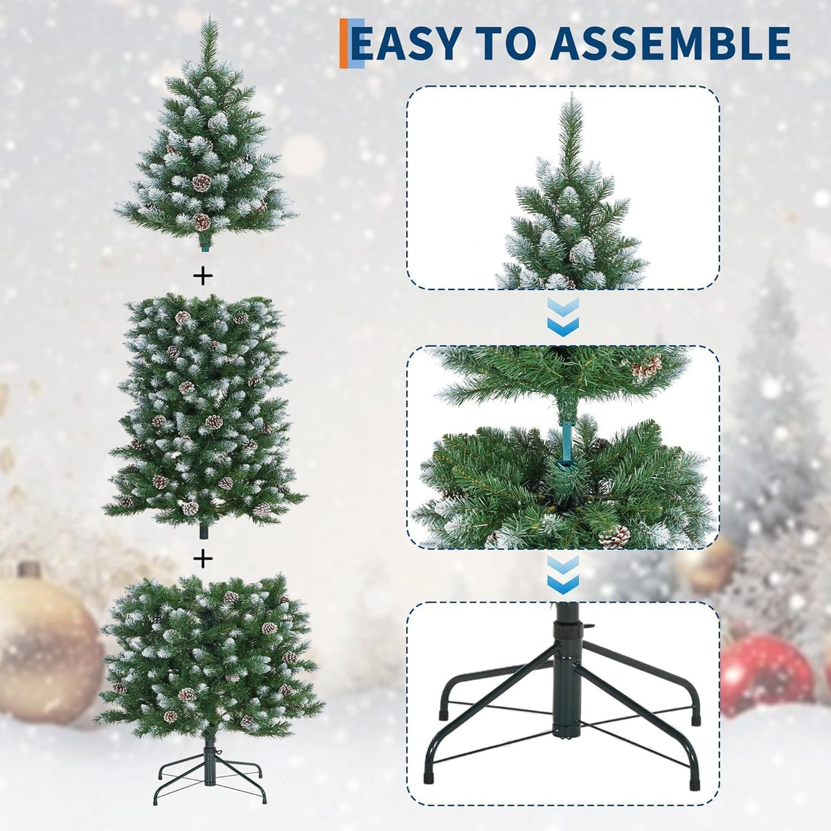 Garvee 6 ft Christmas Tree, Artificial Prelit Pencil Tree, Easy Assemble, Xmas Decor for Home Party Office Mall Holiday,Green