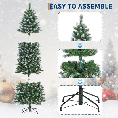 Garvee 6 ft Christmas Tree, Artificial Prelit Pencil Tree, Easy Assemble, Xmas Decor for Home Party Office Mall Holiday,Green