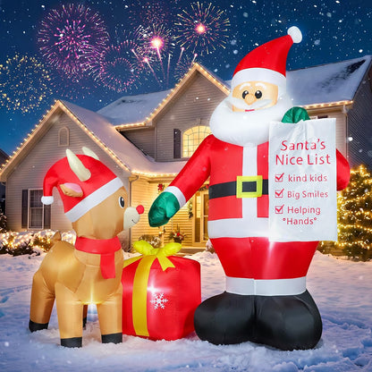 FunFanso 7 FT Christmas Inflatables Snowman Outdoor Decorations, Giant Blow up Snow Man Yard Decor Built-in Bright LED Light Wear Magic Hat, Weatherproof Holiday for Garden Patio Lawn Party Xmas Gifts
