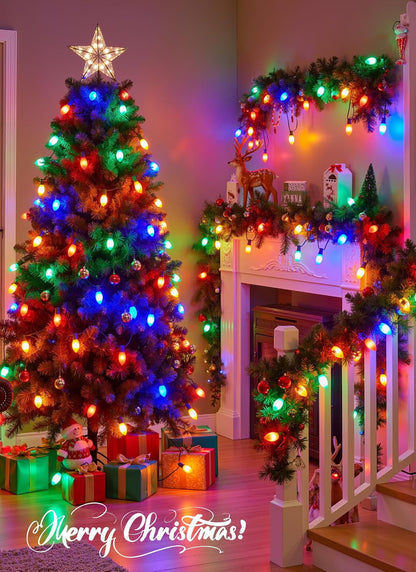 Minetom 50Ft Christmas Lights Outdoor, with 50 LED Matte Bulbs, Multicolor