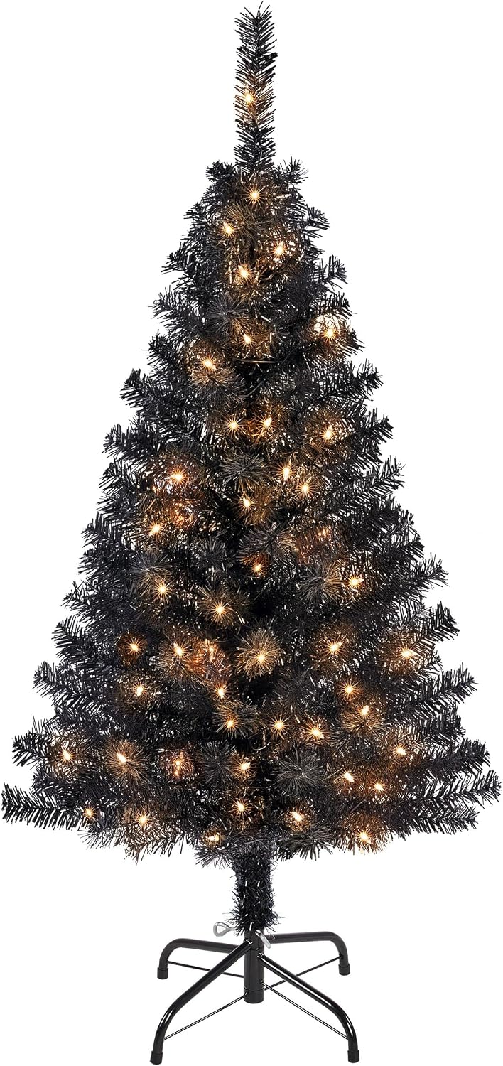Yaheetech 4.5ft Pre-lit Christmas Tree with 150 Warm White Lights, Green