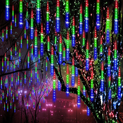 Christmas Outdoor Meteor Shower Lights 16-Tube 384LEDs Falling Rain Lights