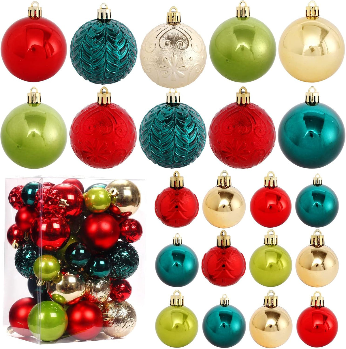 Christmas Tree Ornaments 40pcs Christmas Ball Ornaments Set Shatterproof