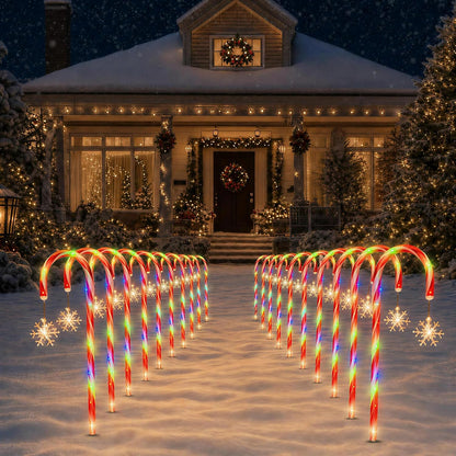 10 Pack Solar Candy Cane Pathway Lights, Warm White Christmas Decor