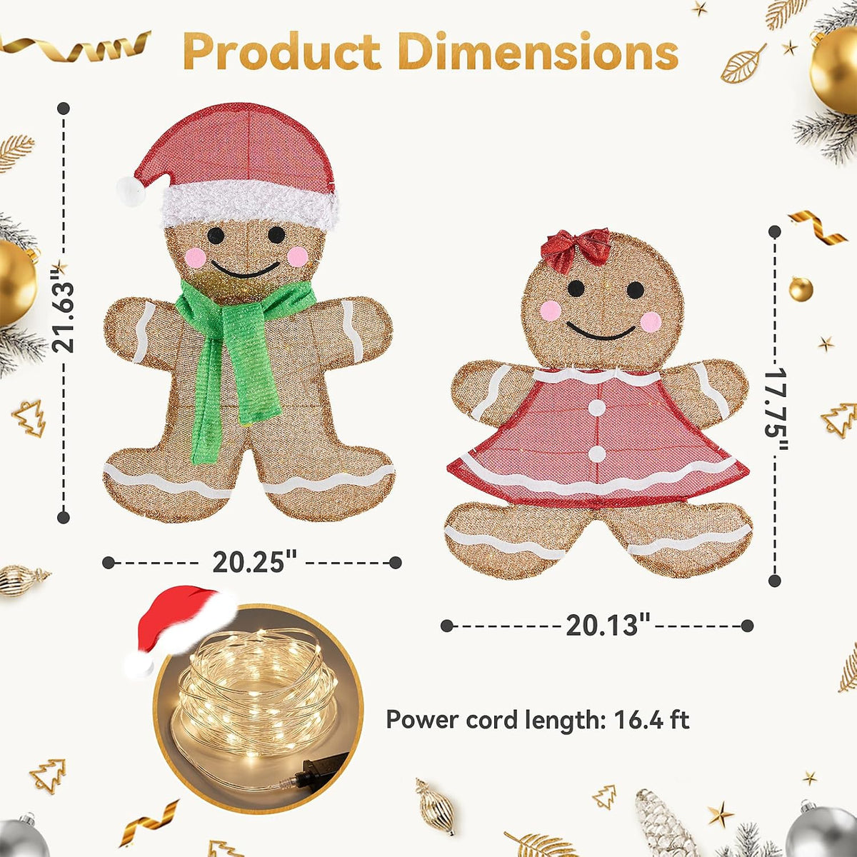 DUMOS Christmas Outdoor Decorations, Set of 2 Lighted Yard Figures