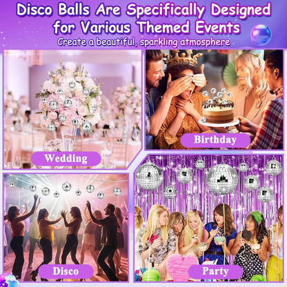 Jupwalz 34 Pcs Disco Ball Decorations 6 Size Mini Disco Ball Decor Ornament