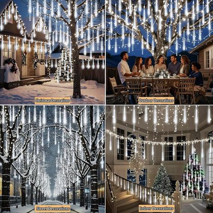 Outdoor Christmas Lights Snow Falling Rain Cascading Icicle String Lights