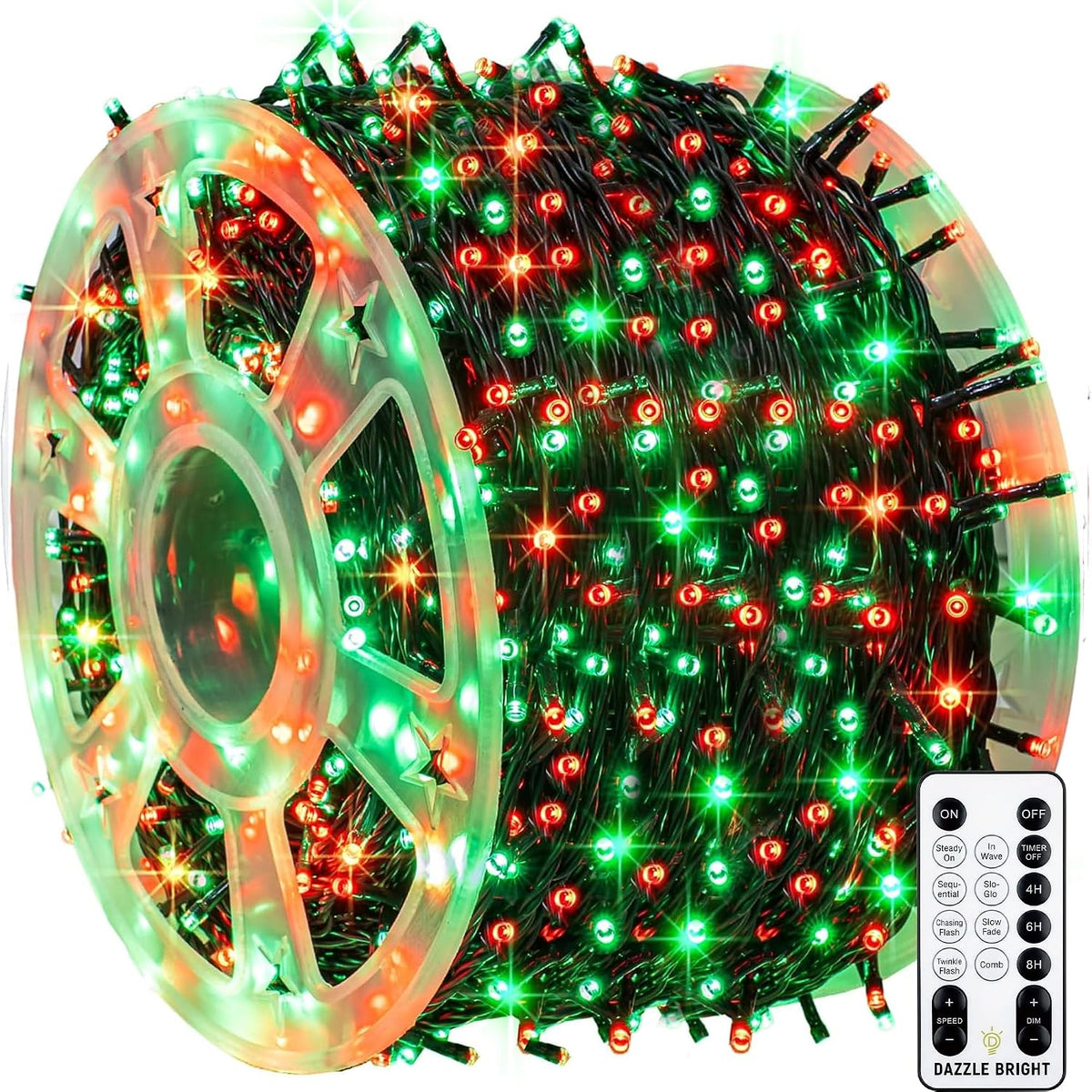 Dazzle Bright Outdoor Christmas String Lights, 1000 LED 328 FT Plug in Fairy Light with Remote Control 8 Modes & Timer, Waterproof Decoration for Home Garden Yard Xmas Wedding, Warm White