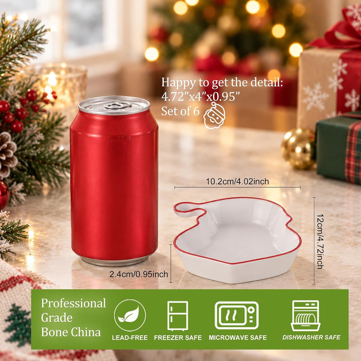 fMBB Cute Santa Hat Plates, Serving Dishes Ceramic for Food & Entertaining