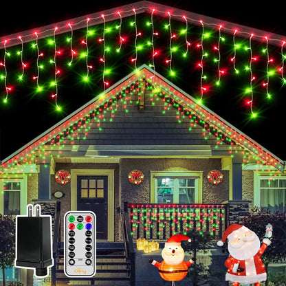 Ollny Icicle Lights for Outside 504LED 41FT, Warm White Christmas Light with Remote 8Modes Timers Waterproof, Plug in Connectable Hanging Lights for Outdoor Indoor House Roof Holiday