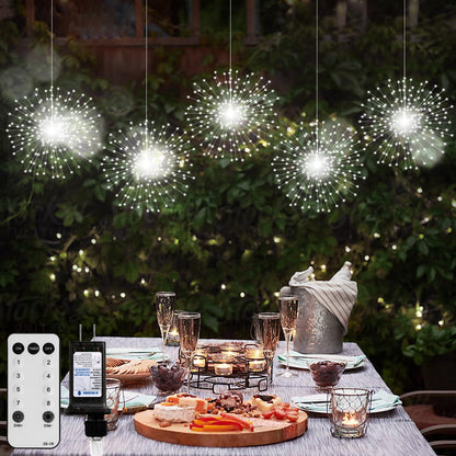 Firework String Light 5 Pack 200 LED 8 Modes Starburst Warm White