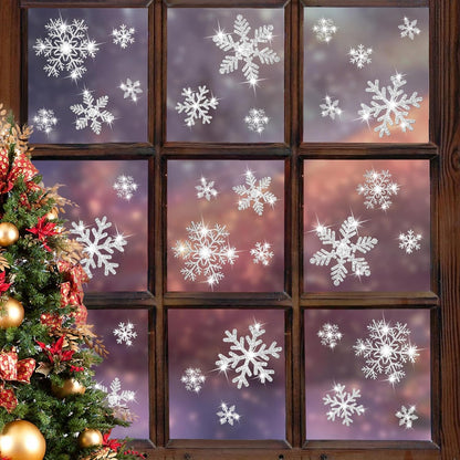 LUDILO 135Pcs Christmas Decorations Window Clings Snowflakes Window Decals