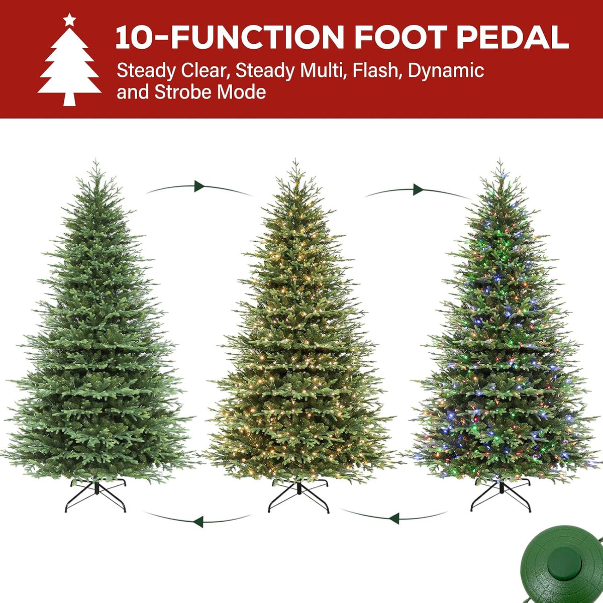 Hykolity 9 ft Prelit Christmas Tree with Realistic PE Foliage