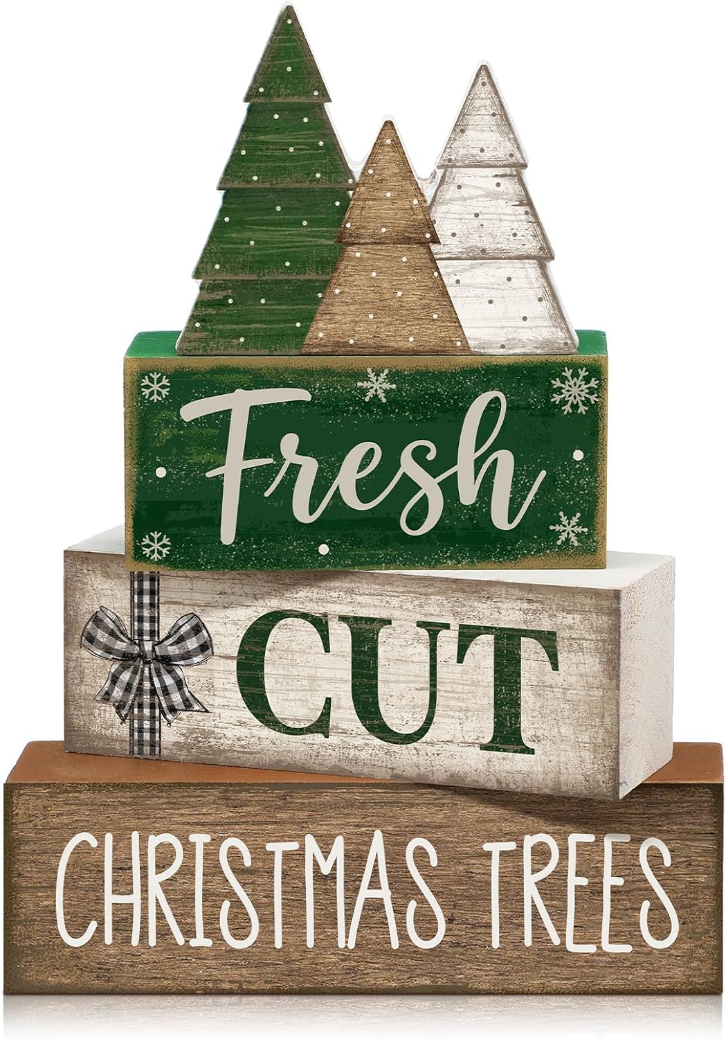 Moucuny 4 Pcs Christmas Table Decorations Indoor, Hot Cocoa Wood Block Sign