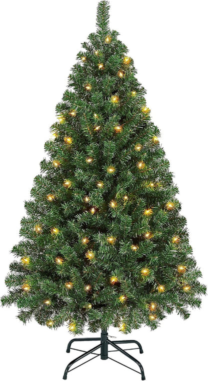 Yaheetech 4.5ft Pre-lit Christmas Tree with 150 Warm White Lights, Green