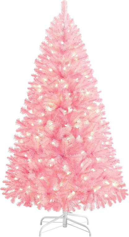 Yaheetech 4.5ft Pre-lit Christmas Tree with 150 Warm White Lights, Green