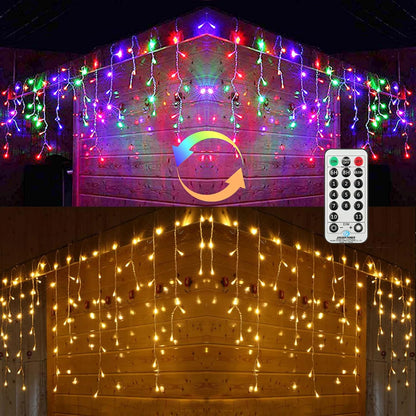 Toodour Christmas Icicle Lights Outdoor, 612 LED 50ft 8 Modes Fairy Icicle String Light with 102 Drops, Led Christmas Lights Twinkle for Holiday, Party, Wedding, Eaves, Xmas Decorations (Warm White)