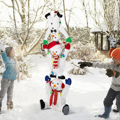 Tangkula 5.6 FT Lighted Christmas Stacked Snowman, 3D Xmas Light-up Snowman