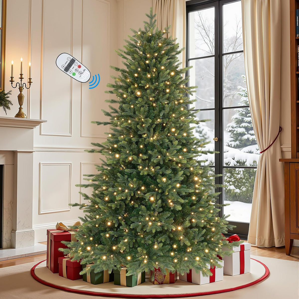 SHareconn 7.5ft Prelit Artificial Fir Christmas Tree with Dual Color Lights