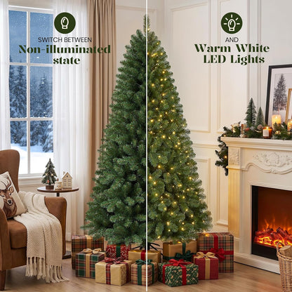 Alupssuc 6FT Prelit Christmas Tree, Warm White Lights, Hinged Branches