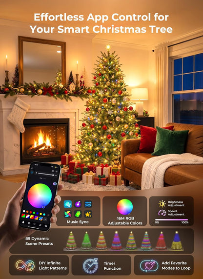 Brightown 6-ft Smart Prelit Christmas Trees with 250 LED Lights,App Control