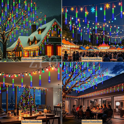 Christmas Outdoor Lights Snow Falling Rain Cascading Icicle Lights