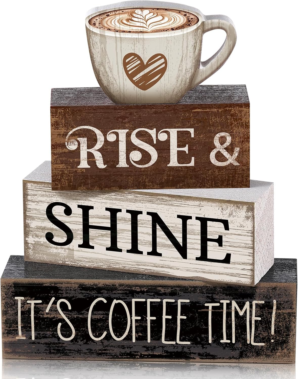 Moucuny 4 Pcs Christmas Table Decorations Indoor, Hot Cocoa Wood Block Sign