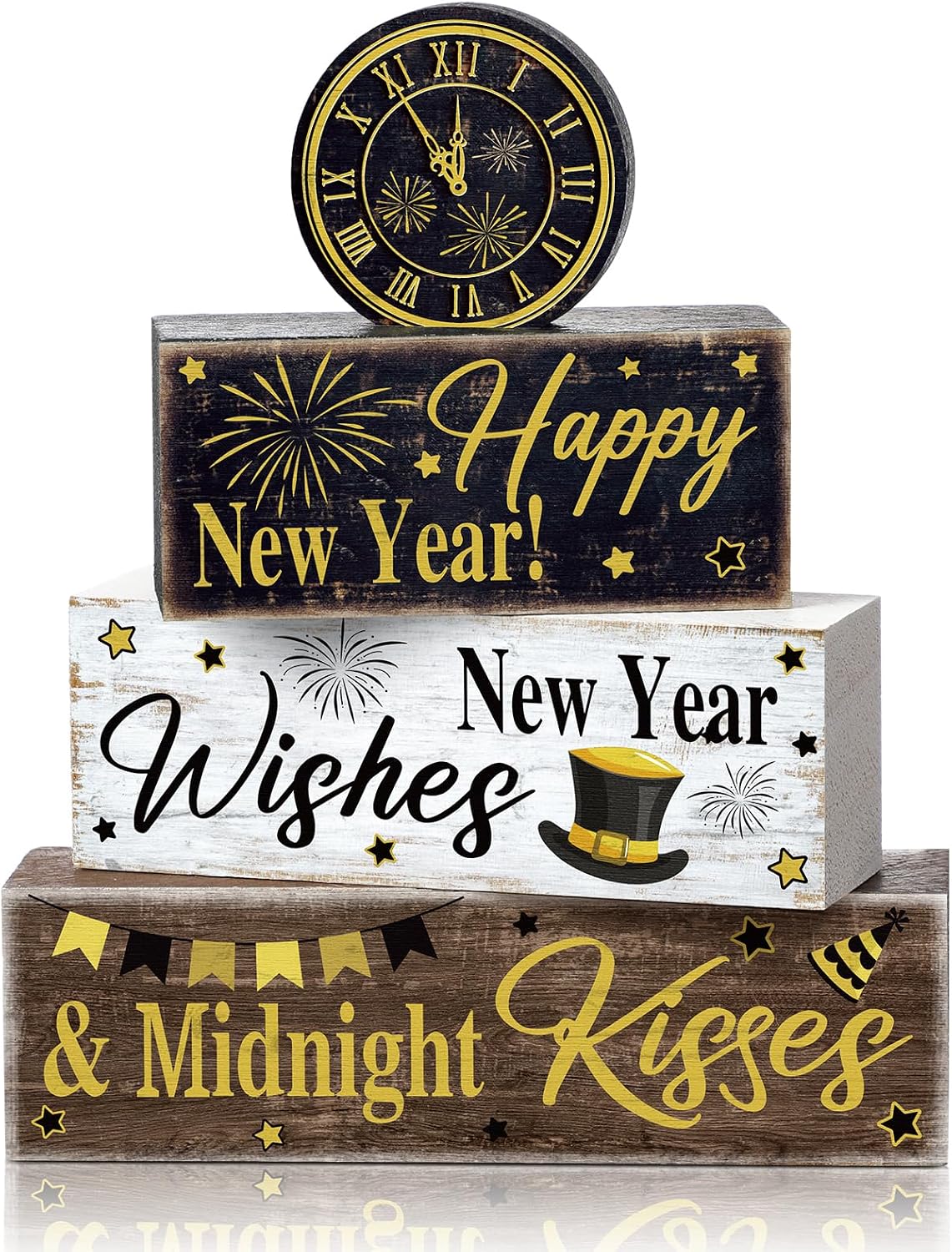 Moucuny 4 Pcs Christmas Table Decorations Indoor, Hot Cocoa Wood Block Sign