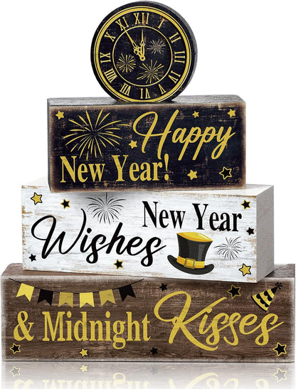 Moucuny 4 Pcs Christmas Table Decorations Indoor, Hot Cocoa Wood Block Sign