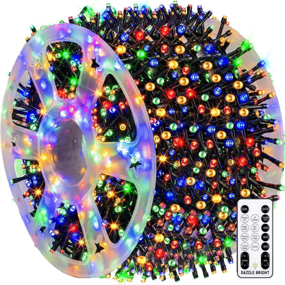 Dazzle Bright Outdoor Christmas String Lights, 1000 LED 328 FT Plug in Fairy Light with Remote Control 8 Modes & Timer, Waterproof Decoration for Home Garden Yard Xmas Wedding, Warm White