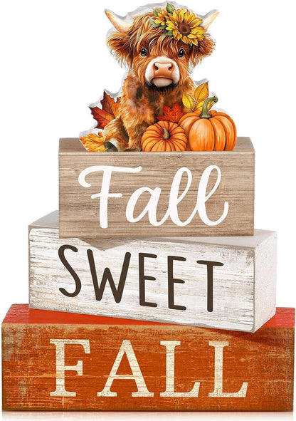Moucuny 4 Pcs Christmas Table Decorations Indoor, Hot Cocoa Wood Block Sign