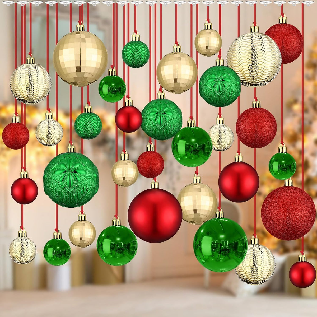 36 Pcs Christmas Balls Ornaments for Ceiling, Red, Gold