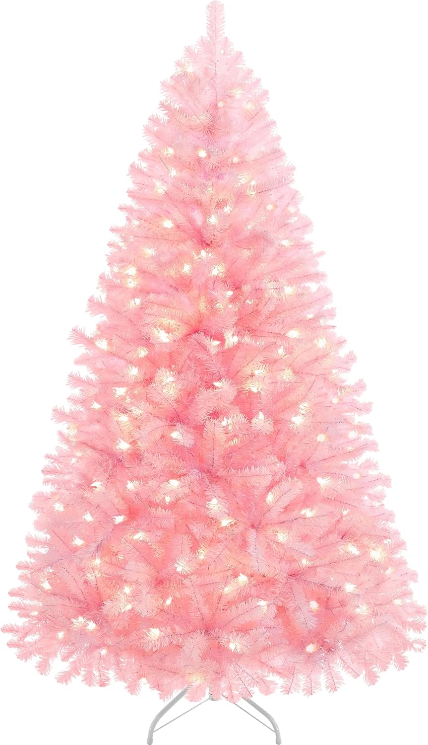 Yaheetech 4.5ft Pre-lit Christmas Tree with 150 Warm White Lights, Green