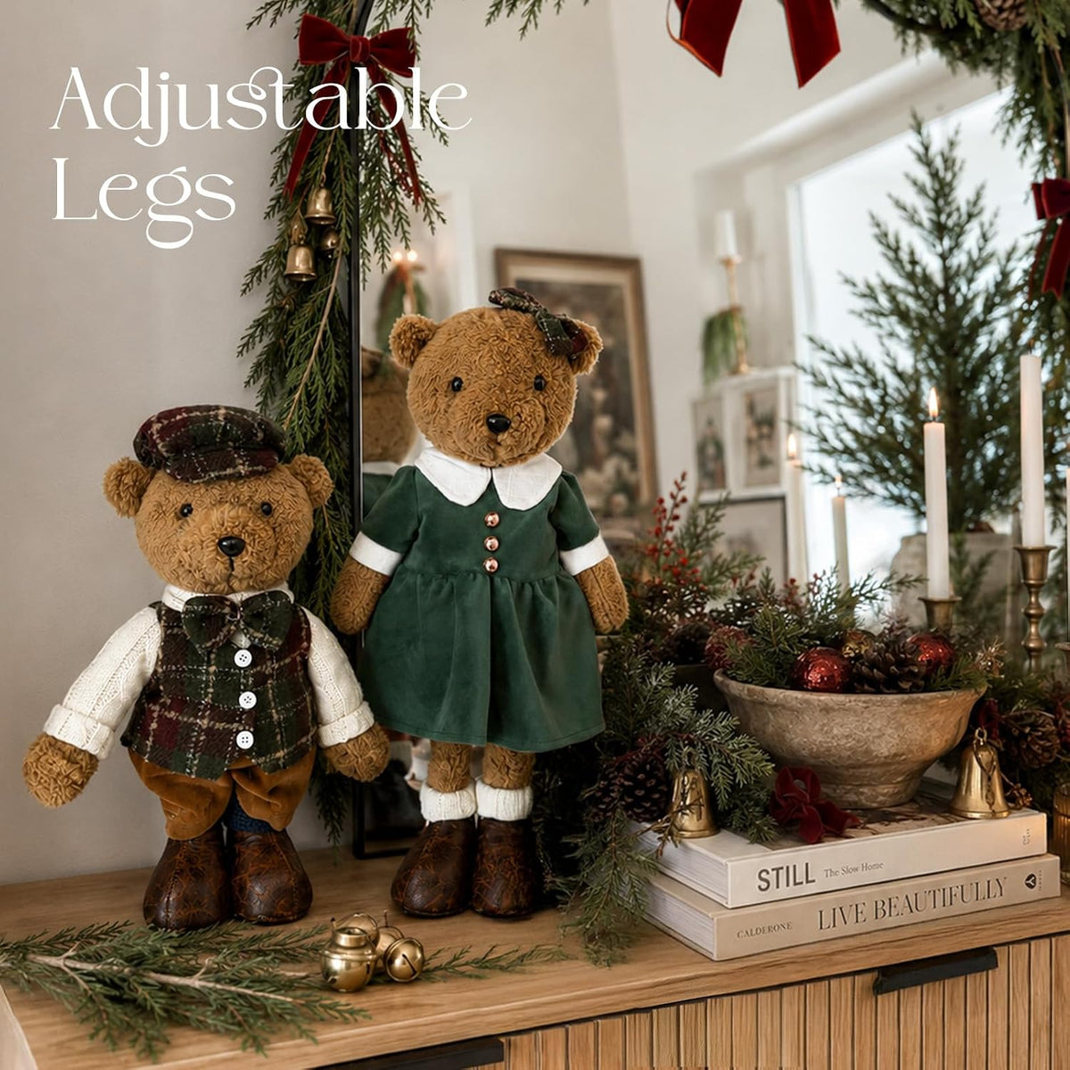 Christmas Decorations - Plush Bear Family Set of 4 - Indoor Home Decor