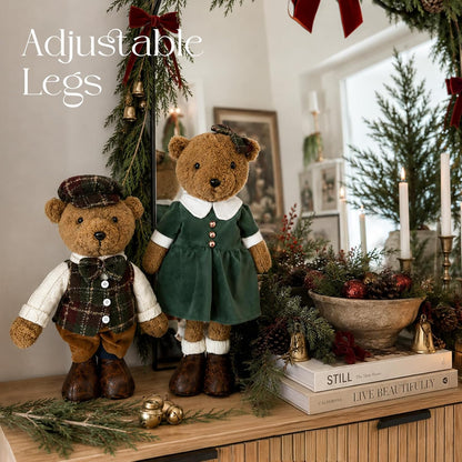 Christmas Decorations - Plush Bear Family Set of 4 - Indoor Home Decor