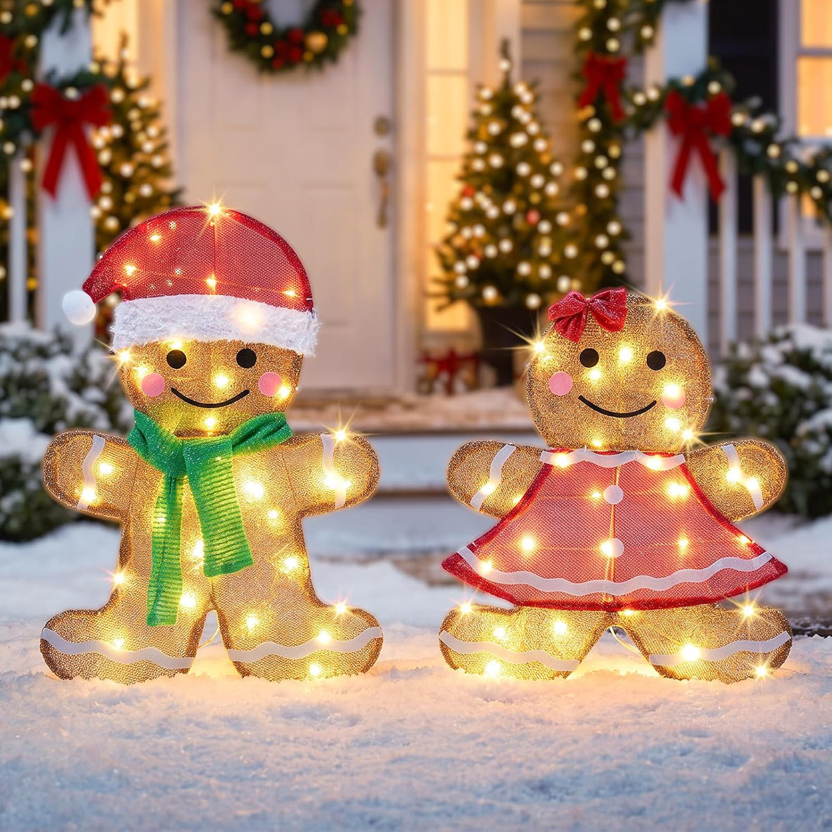 DUMOS Christmas Outdoor Decorations, Set of 2 Lighted Yard Figures