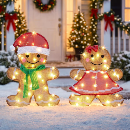 DUMOS Christmas Outdoor Decorations, Set of 2 Lighted Yard Figures