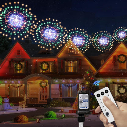 Firework String Light 5 Pack 200 LED 8 Modes Starburst Warm White